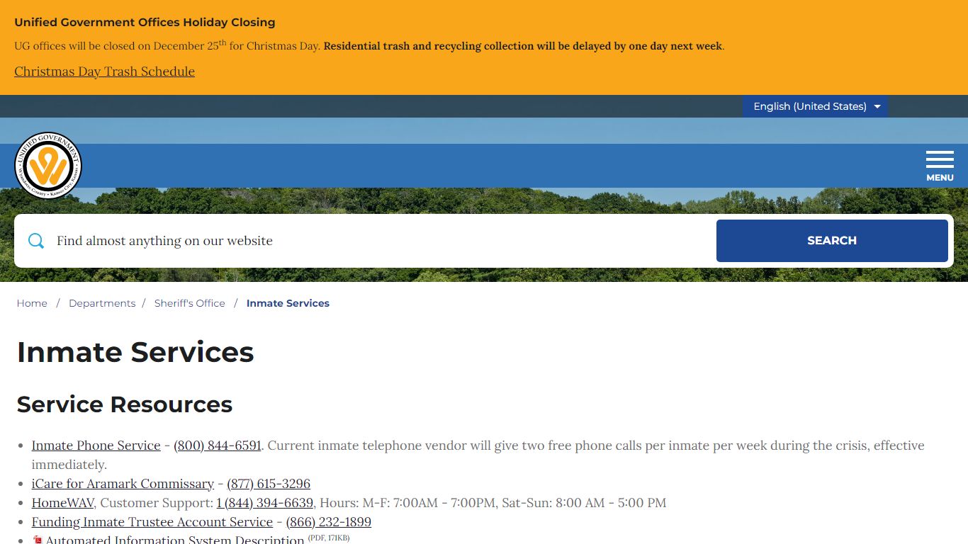 Inmate Services – Unified Government of Wyandotte County and Kansas City